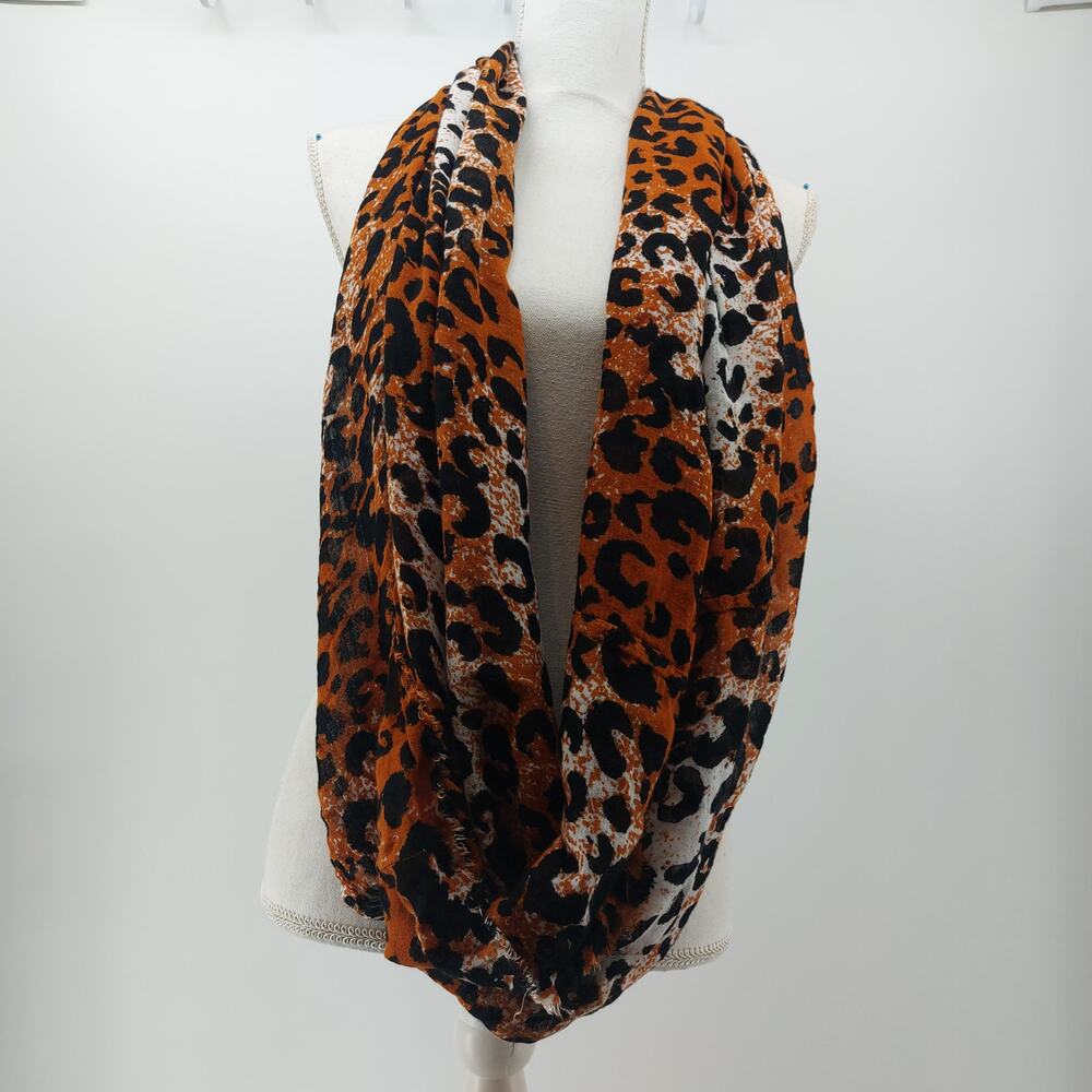 Zoozatz Mascot Headwear and apparel Burnt Orange Infinity Scarf Spotted Leopard